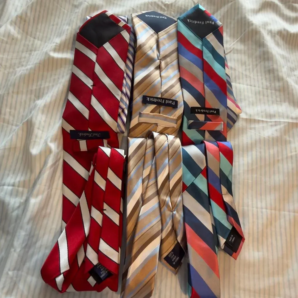 Paul Fredrick Lot of 6 Men's Striped 100% Silk Neckties  #preppy #formalwear